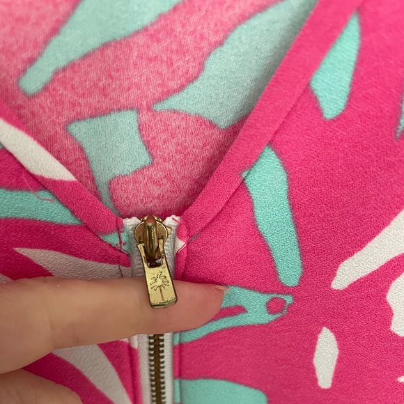 Lilly Pulitzer Sabrina Shift Sleeveless Dress Pink Teal White Size Medium.  20 - Picture 3 of 7